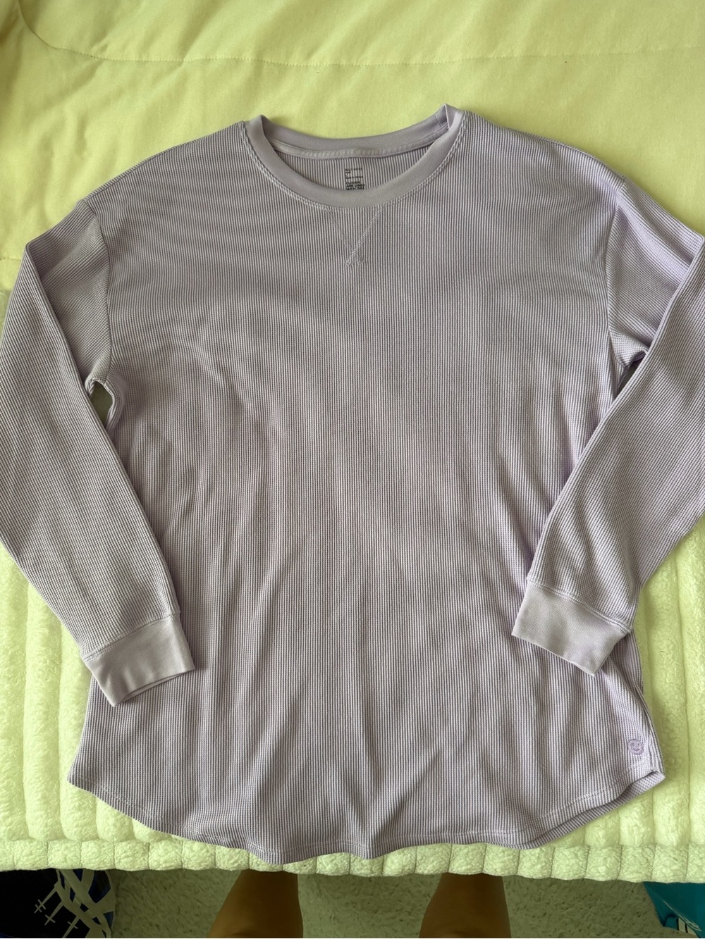 Gilly Hicks Long-Sleeve Thermal Crewneck Sweater in Light Lavender Sleep